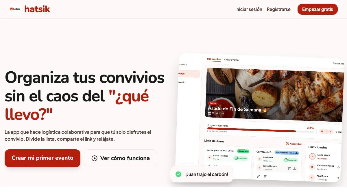 Hatsik — organiza convivios sin el caos del ¿qué llevo?