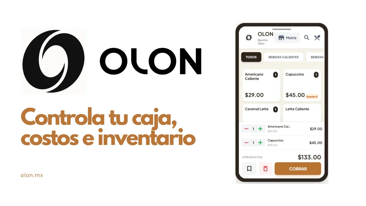 Interfaz de Olon POS para control de caja, costos e inventario